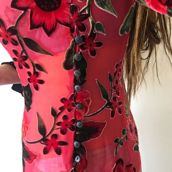 VINTAGE Silk  Velvet Victorian Dress - Picture 3 of 5